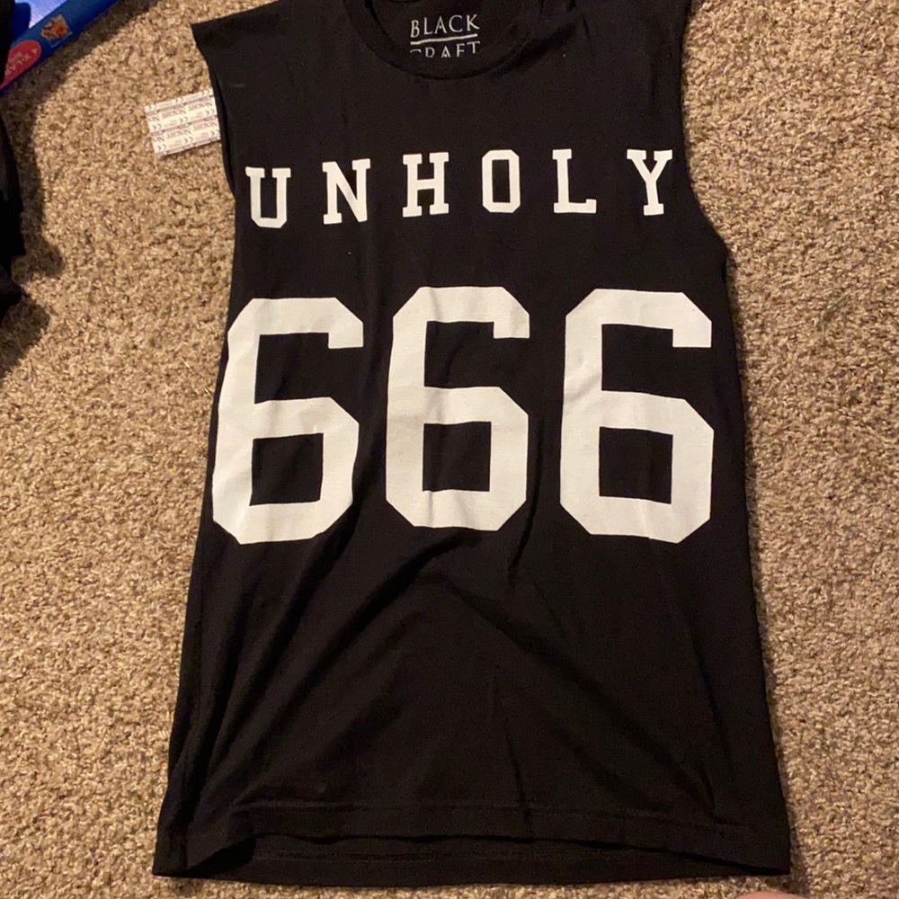 Black Draft Unholy 666 Black Graphic Tank Top